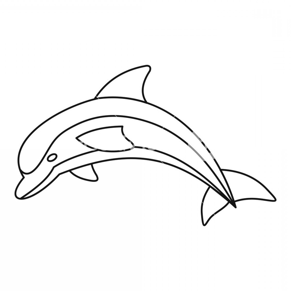 1200x1200 Dolphn Outline Illustration Of Dolphin Vector Icon For Web