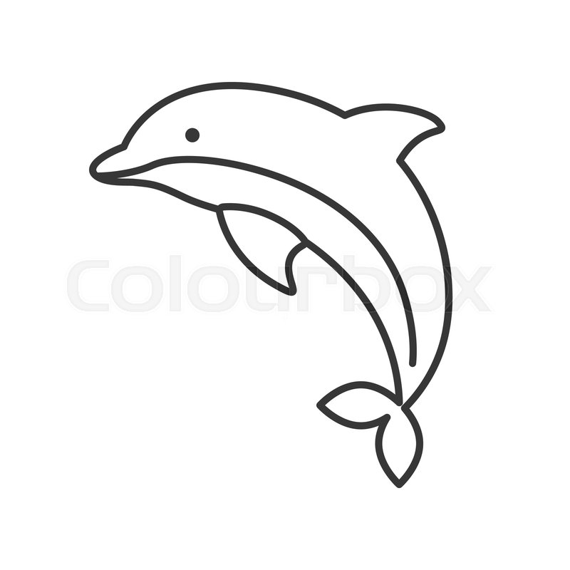 800x800 Dolphn, Set Of Ocean Life, Line Stock Vector Colourbox