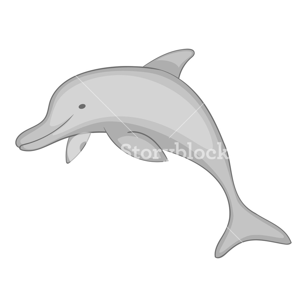 1000x1000 Dolphn In Monochrome Style Isolated On White Background