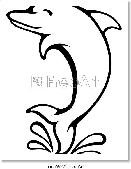 450x580 Free Art Print Of Dolphn Simple Black And White Dolphin