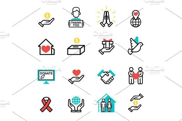 580x386 Donate Money Set Outline Icons Help Icon Donation Contribution