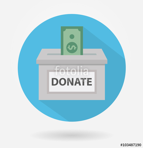 482x500 Donation Box Icon With Money Bill And Long Shadow Flat Design