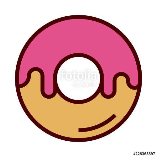 500x500 Minimalist, Flat, Pink Donut Icon Isolated On White Stock Image