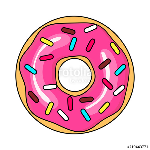 500x500 Donut With Pink Glaze Donut Icon, Vector Illustration Stock