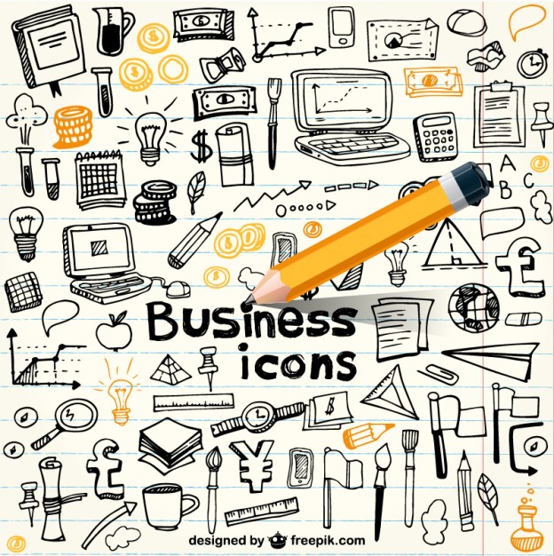 624x626 Business Icons In Doodle Style Vector Free Download
