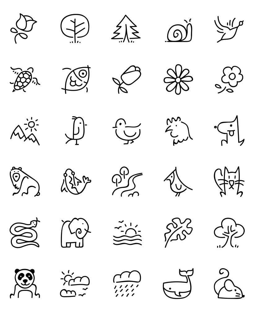 820x1008 Doodle Icon Set