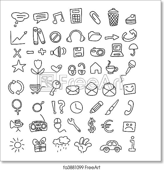 561x581 Free Art Print Of Icon Doodles Doodle Icon Set Freeart