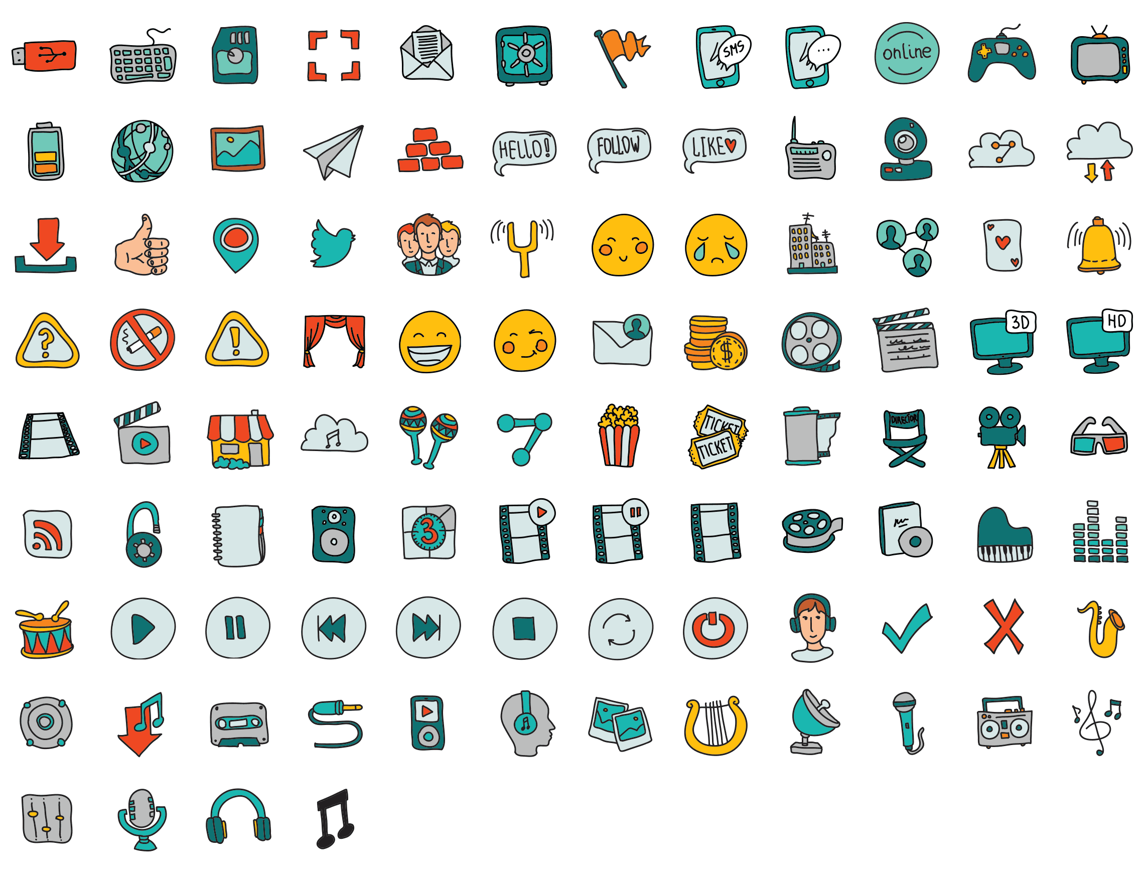2280x1742 Hand Drawn Doodle Icon Set