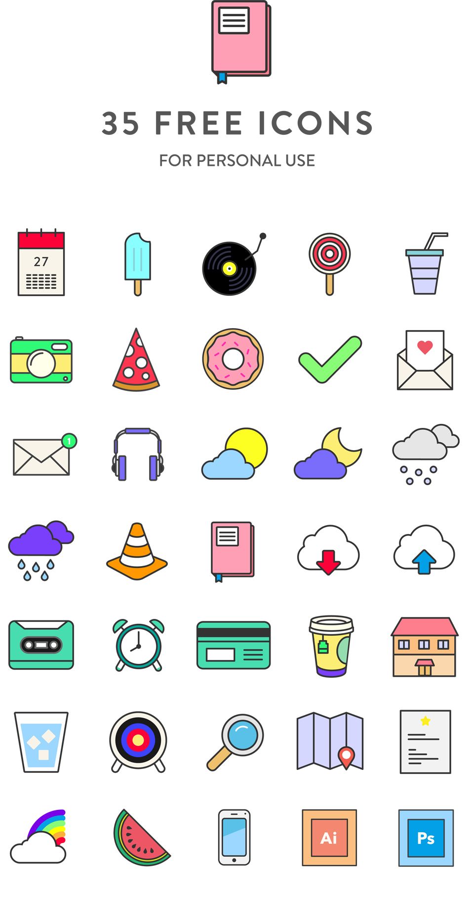 954x1860 Colorful Icons Printables Galore In Doodle Icon