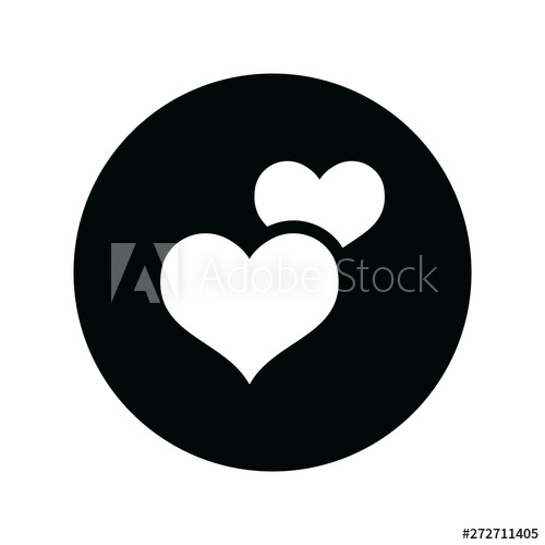500x500 Two Hearts Icon, Vector Isolated Love Symbol Double Heart Button