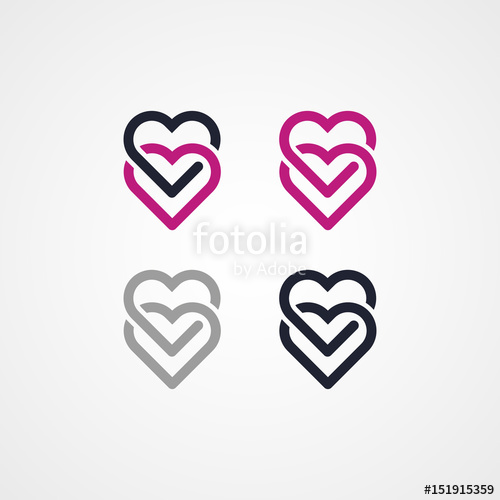 500x500 Double Heart Connected Logo Icon With Various Color Stock Image
