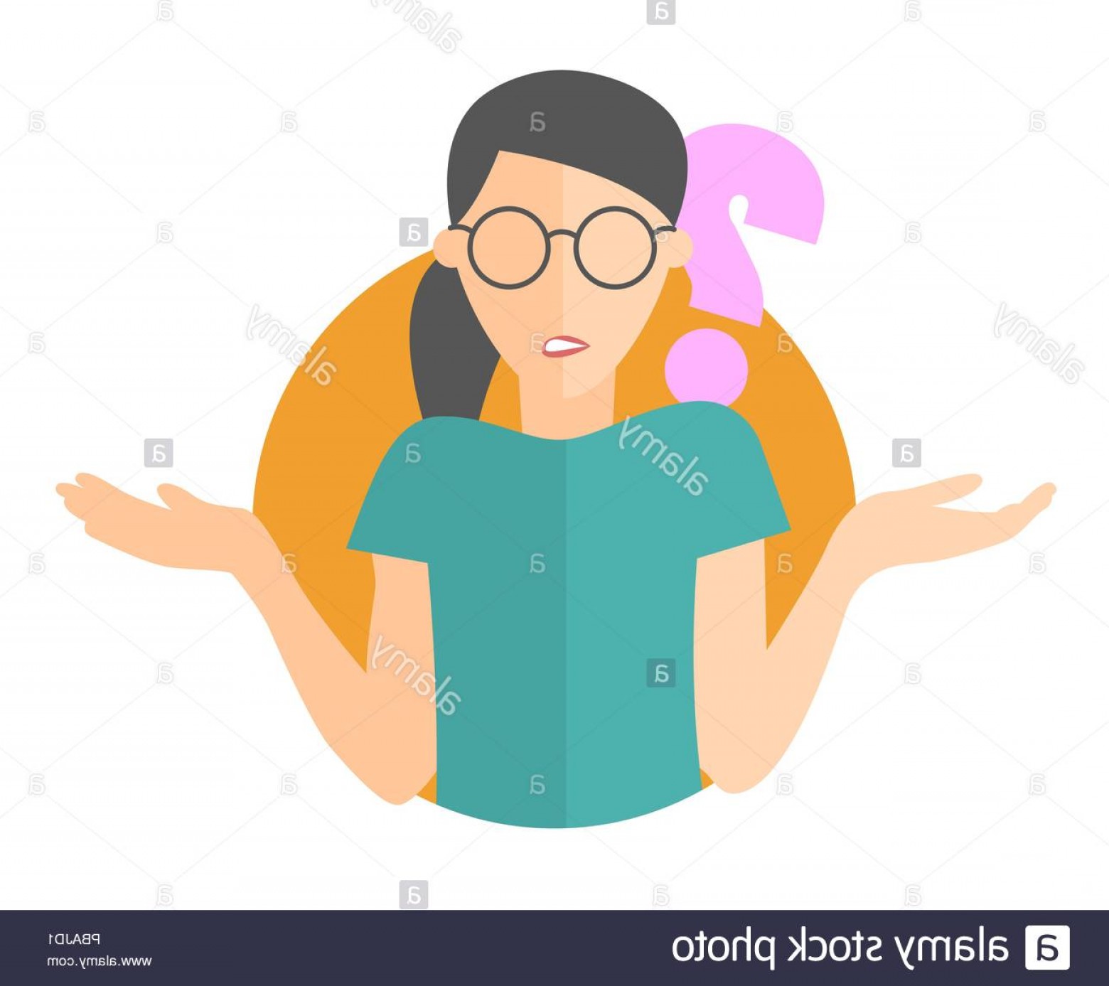 1560x1387 Flat Design Icon Pretty Girl In Glasses Doubts Woman