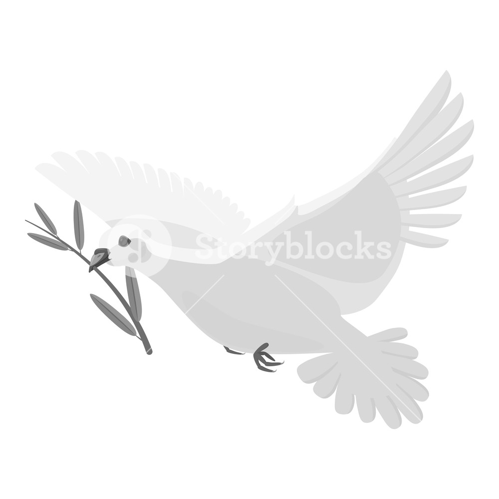 1000x1000 Dove Icon Gray Monochrome Illustration Of Dove Vector Icon