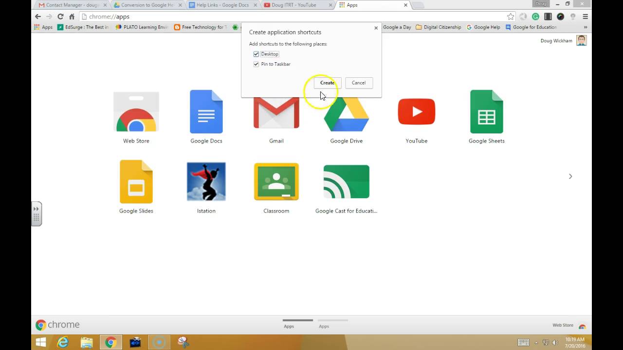 put gmail icon on desktop