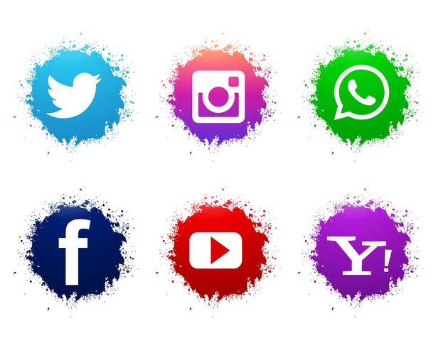 613x490 Abstract Watercolor Social Media Icons Set