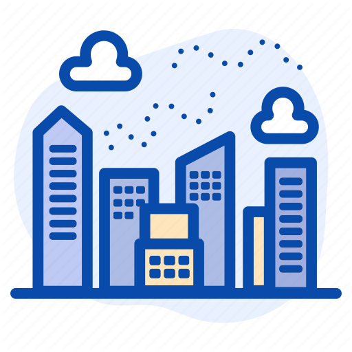 512x512 Air Pollution, Blue, Buildings, City, Downtown, Town Icon