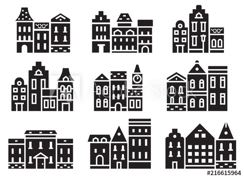 500x365 Europe Street And House Icons In Outline Design Scandinavian