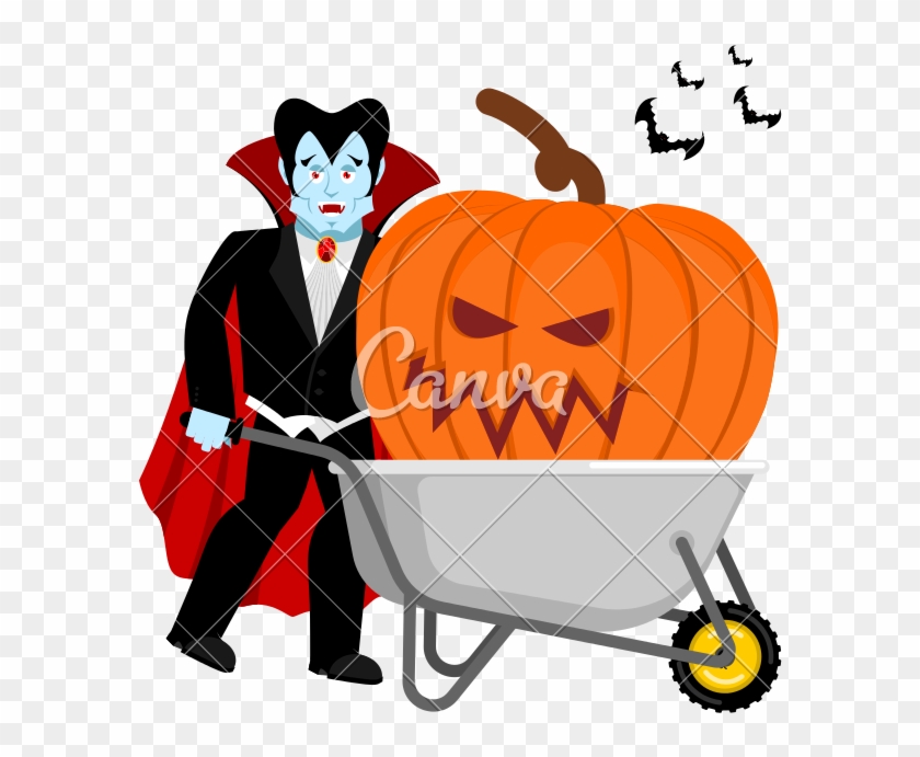 840x691 Halloween Wheelbarrow And Vampire Dracula Vector Icon