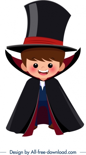 333x600 Halloween Costume Template Dracula Boy Icon Cartoon Character Free
