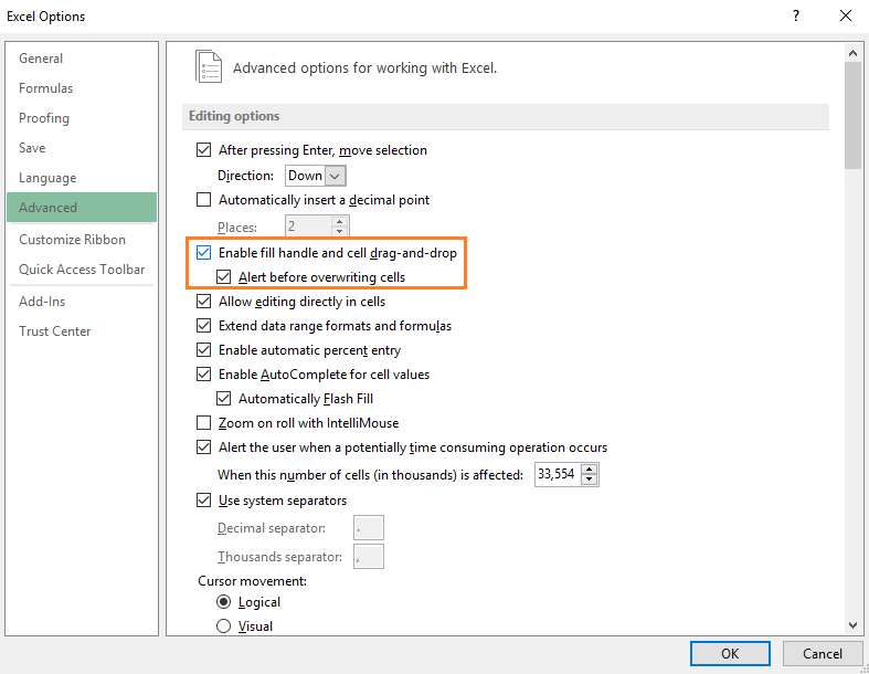 787x610 How To Enable Fill Handle Cell Drag And Drop In Excel