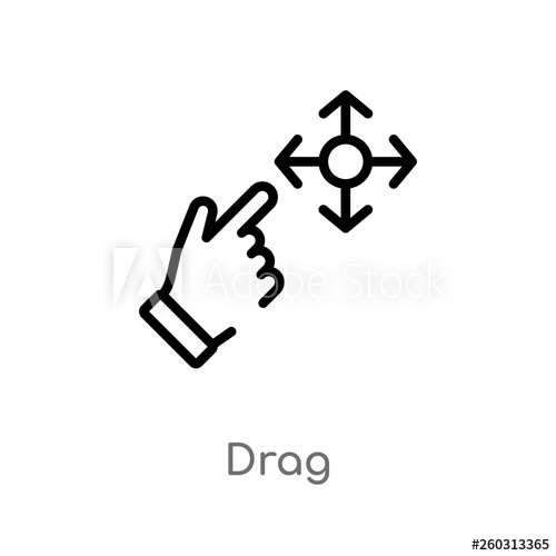 500x500 Outline Drag Vector Icon Isolated Black Simple Line Element