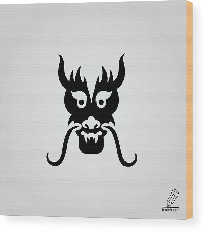 656x740 Dragon Head Icon Wood Print
