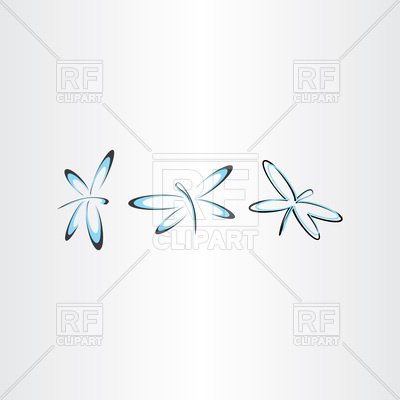 400x400 Stylized Dragonfly Icon Set Vector Image Of Plants And Animals