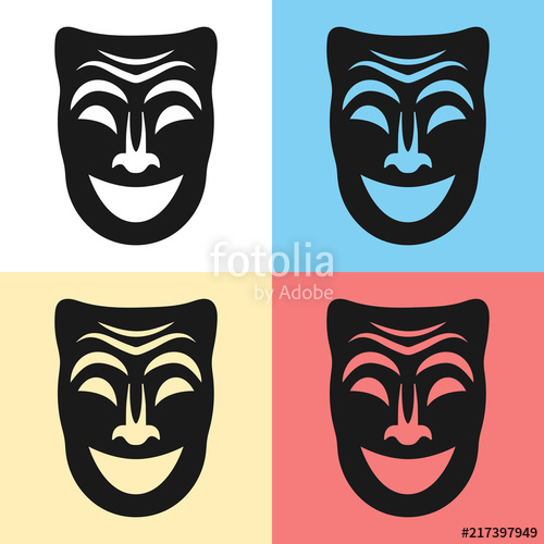 500x500 Simple, Flat Happy Drama Mask Illustrationicon Black Silhouette