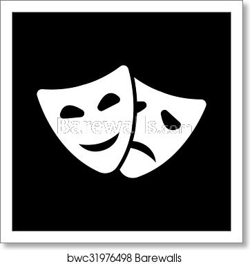 362x382 The Theater And Mask Icon Drama, Comedy, Tragedy Symbol Flat
