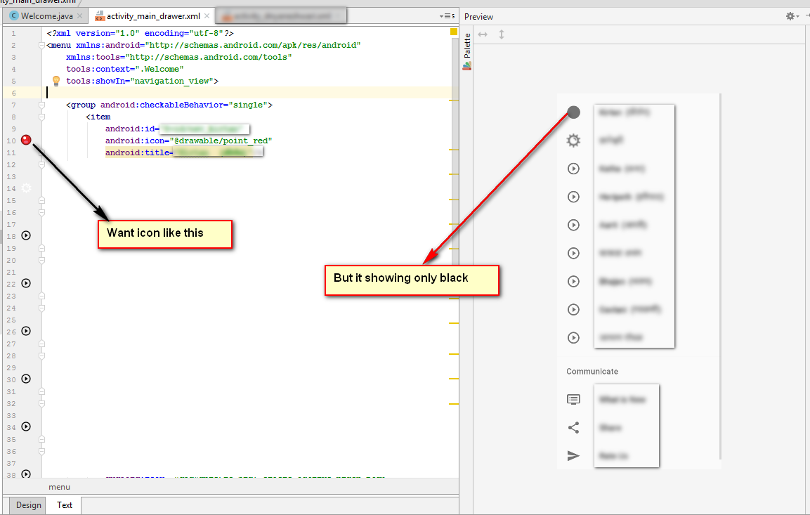 1153x733 Navigation Drawer Showing Only Black Icons