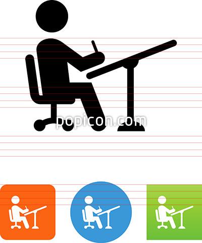 Person At Drawing Table Icon 400x481 Person At Drawing Table Icon