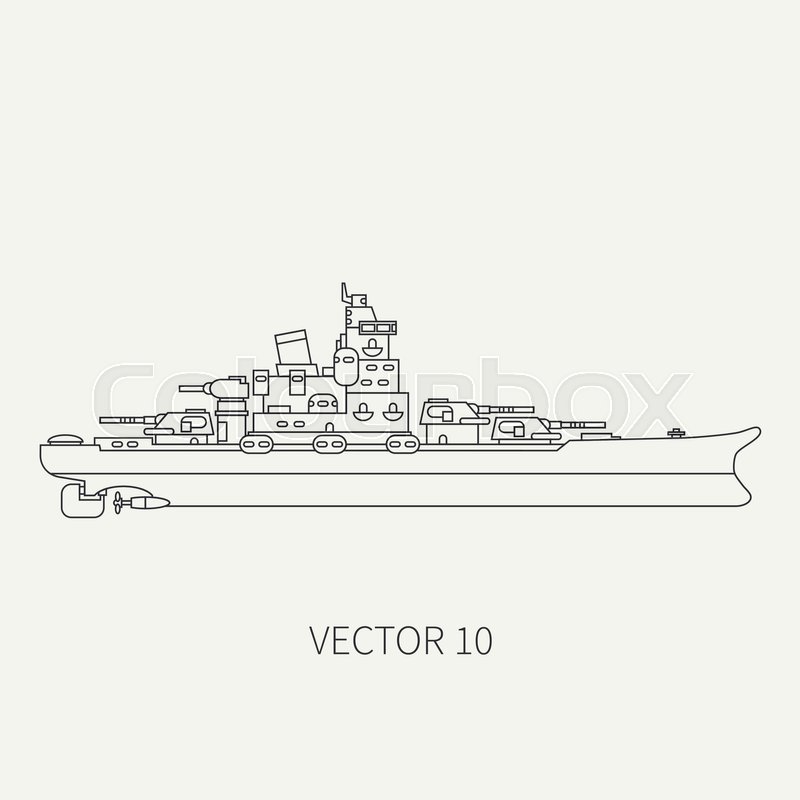 800x800 Line Flat Vector Retro Icon Naval Stock Vector Colourbox
