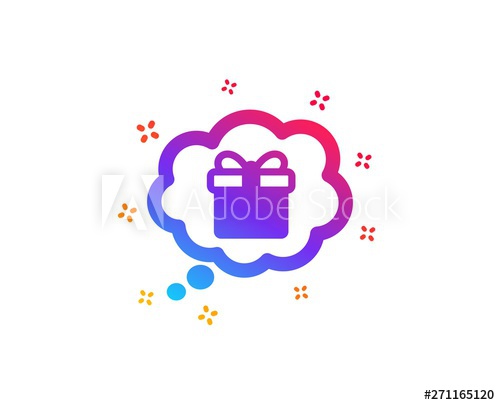 500x405 Dreaming Of Gift Icon Present Box In Comic Speech Bubble Sign