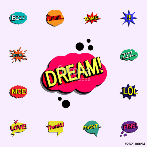 500x500 Comic Speech Bubble With Expression Text Dream Icon Comic Icons