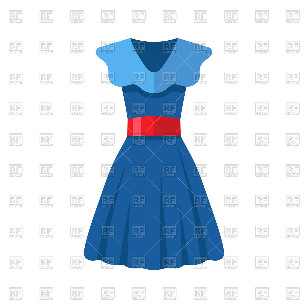 1200x1200 Blue Woman Dress Icon With Red Belt Vector Image Of Signs, Symbols