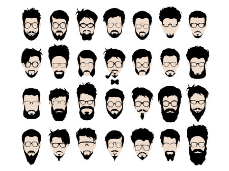 450x337 Vector Set Of Dress Up Constructor Different Men Faces Hipster