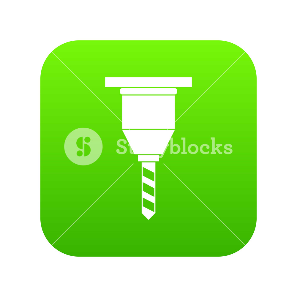 1000x1000 Drill Bit Icon Digital Green For Any Design Isolated On White
