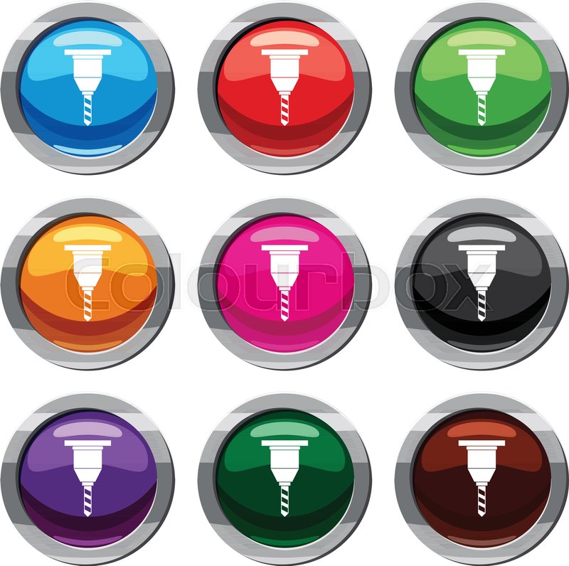 800x796 Drill Bit Set Icon Isolated On White Stock Vector Colourbox