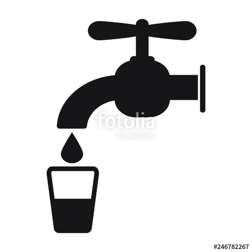 500x500 Tap Icon, Faucet And Water Droplet Icon, Drinking Water Icon