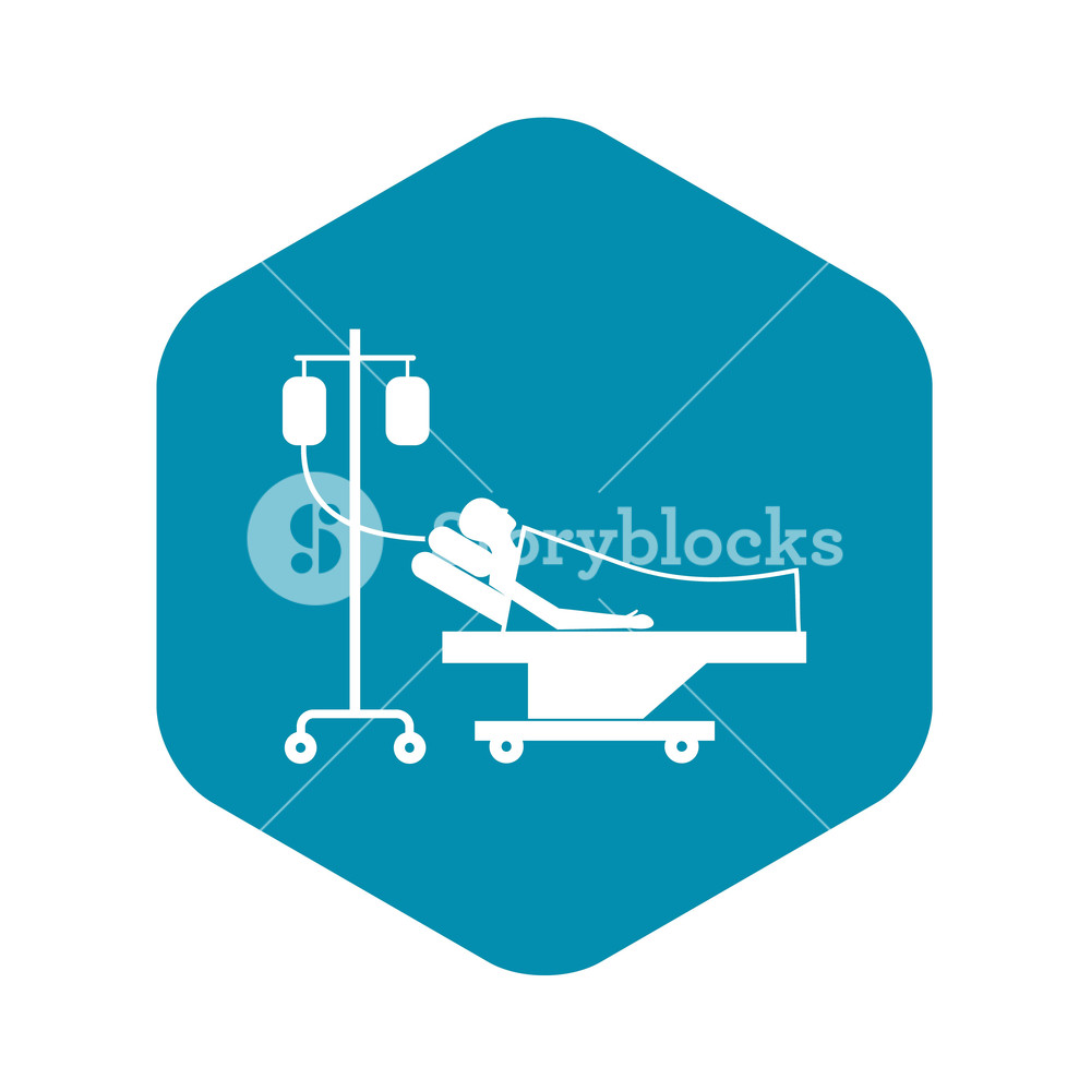 1000x1000 Patient In Bed On A Drip Icon In Simple Style Isolated On White