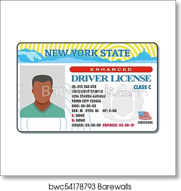 362x382 Driving License For New York Icon, Flat Style, Art Print