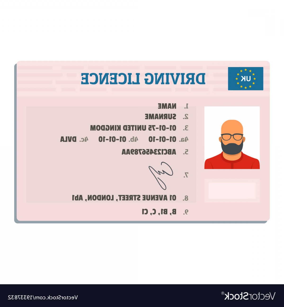 1200x1296 English Driving License Icon Flat Style Vector Handandbeak