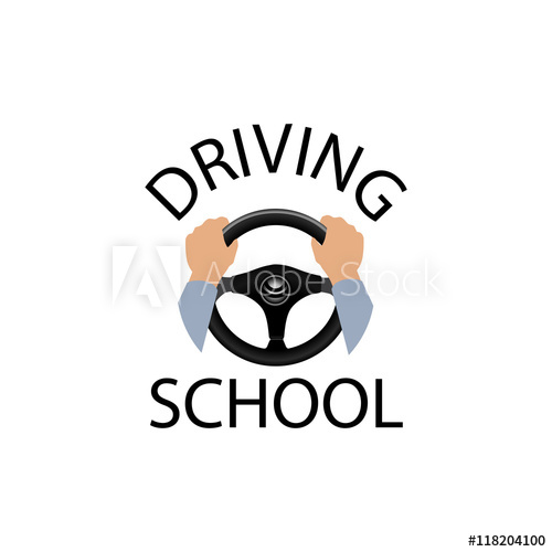 500x500 Driving School Sign Diver Design Element With Hands Holding