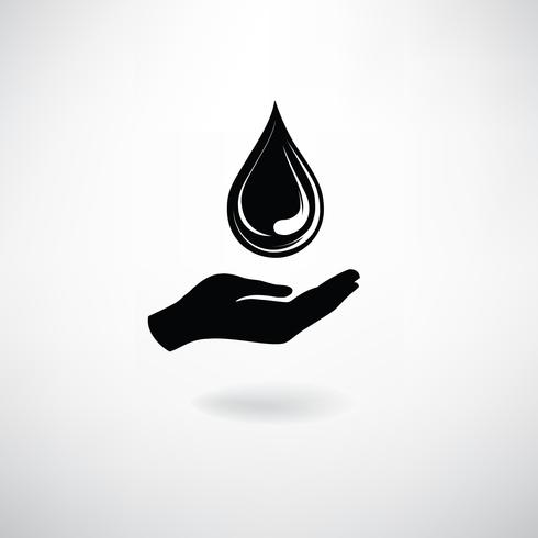 490x490 Drop Icon In Hand Silhouette On A White Background Save Water S