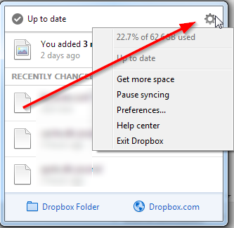 333x325 Dropbox System Tray Icon Old Right Click Menu