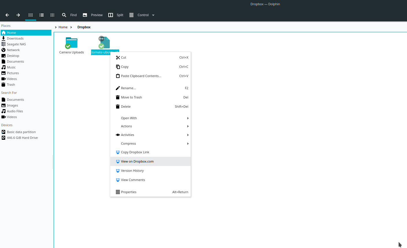 1409x859 How To Enable Dropbox Support In The Dolphin Manager