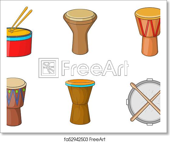 560x470 Free Art Print Of Drums Icon Set, Cartoon Style Drums Icon Set