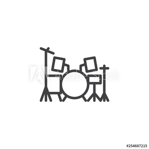 500x500 Drum Kit Line Icon Linear Style Sign For Mobile Concept And Web