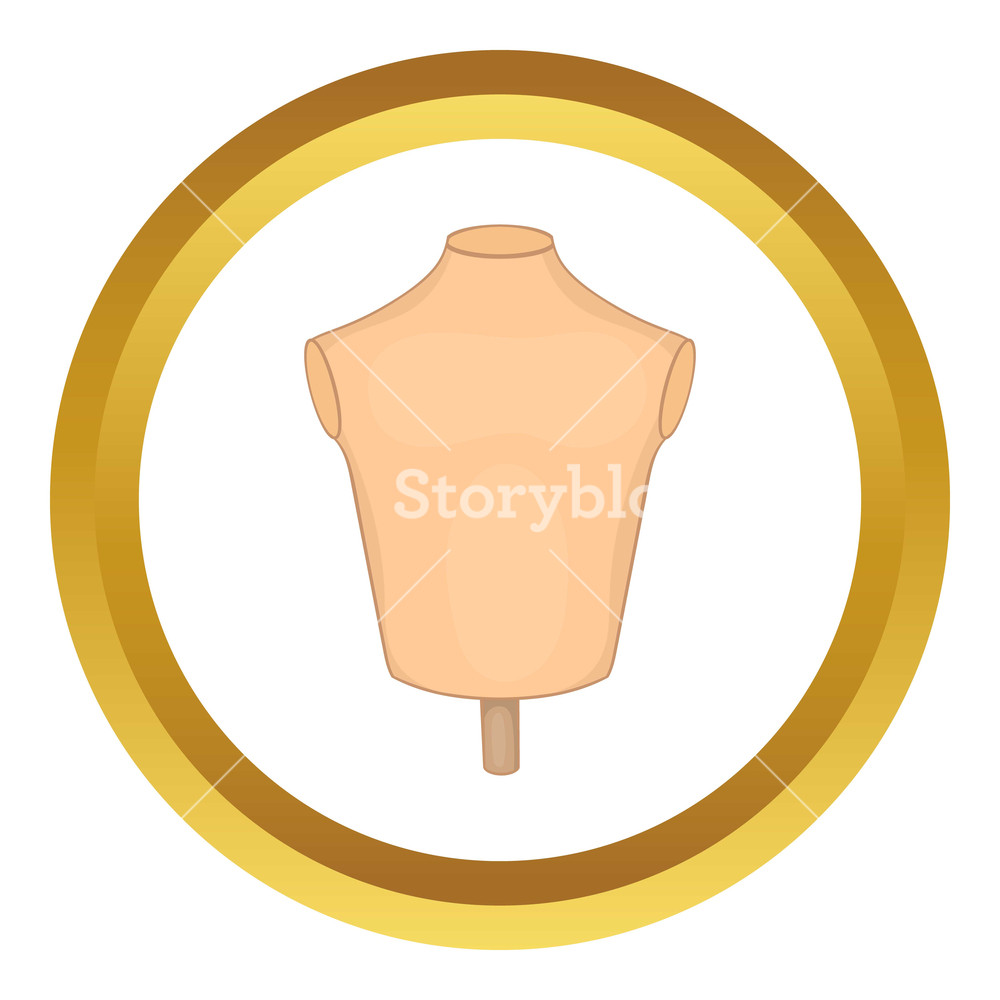 1000x1000 Mannequin Or Dressmakers Dummy Icon In Golden Circle, Cartoon