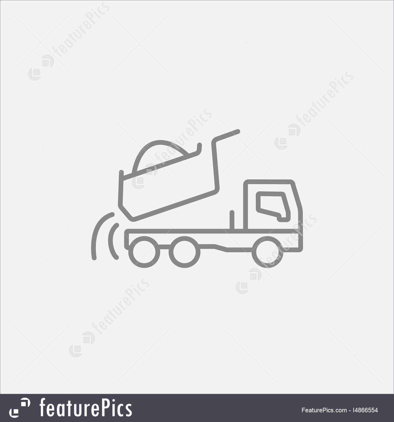 1300x1392 Dump Truck Line Icon Stock Illustration